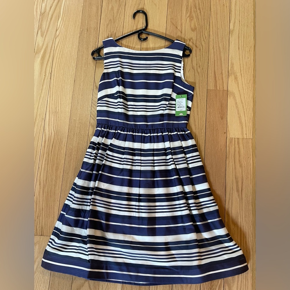 Lilly Pulitzer Women’s Eryn Dress, NWT, Size 8, Blue White Stripes, MSRP $298 - Picture 2 of 10